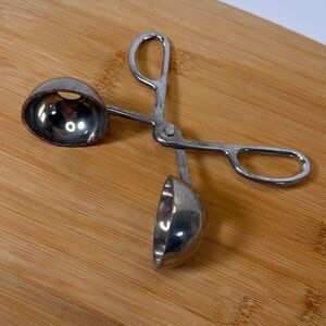 Vintage Metal Meatball Maker Scissor-Style Kitchen Tool  Retro Cooking